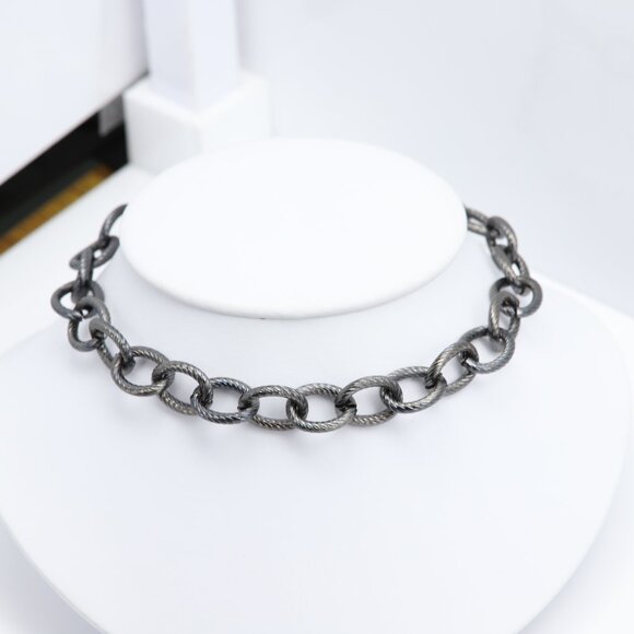 Thick Black chain Choker Necklace Adjustable - Picture 8 of 12